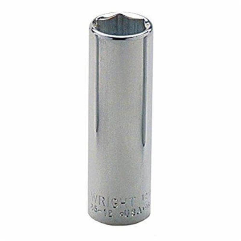Wright 35-18MM Deep Length Shape II Socket, 3/8 in Square Drive, 18 mm, 6 Points