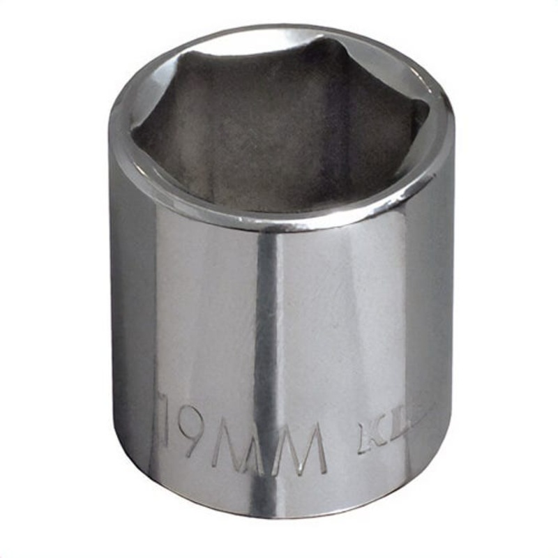 Klein 65916 Socket, Metric, Hex Drive, 3/8 in Drive, 16 mm Socket, 6 points, Polished Chrome