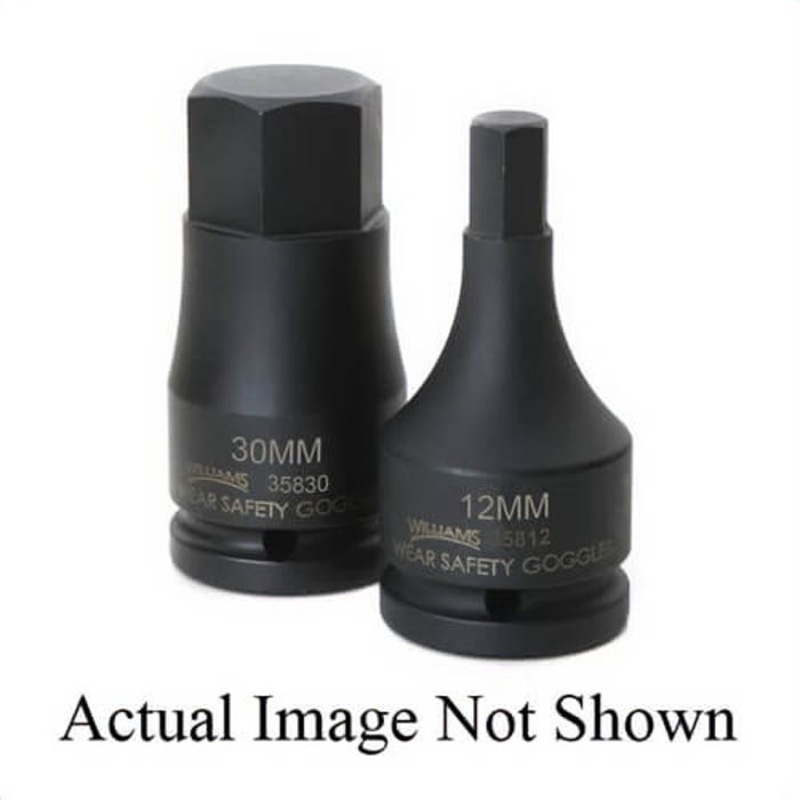 Williams JHW35819 Socket Driver Bit, 1 pc, Impact Rated, Metric, Square Drive, 3/4 in Drive, Hex Bit, 19 mm Bit, 3/4 in Bit L