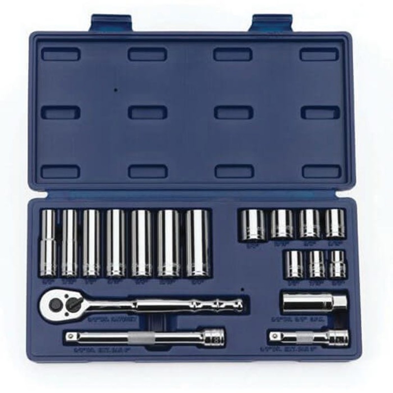 Williams JHW50664 Socket and Drive Tool Set, Supertorque, Imperial, 3/8 in Drive, Pear Head Shape, 6, 12 Points, 18 pc