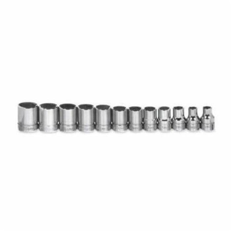 Williams JHWMSB-12RC Socket Set, Supertorque, Metric, 12 pc, 12 Points, Included Socket Size: 8 mm, 3/8 in Drive, Clip Rail