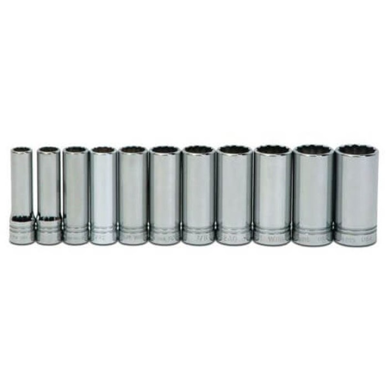 Williams JHWWSSD-11RC Socket Set, Supertorque, Imperial, 11 pc, 12 Points, Included Socket Size: 1/2 in, 1/2 in Drive, Clip Rail