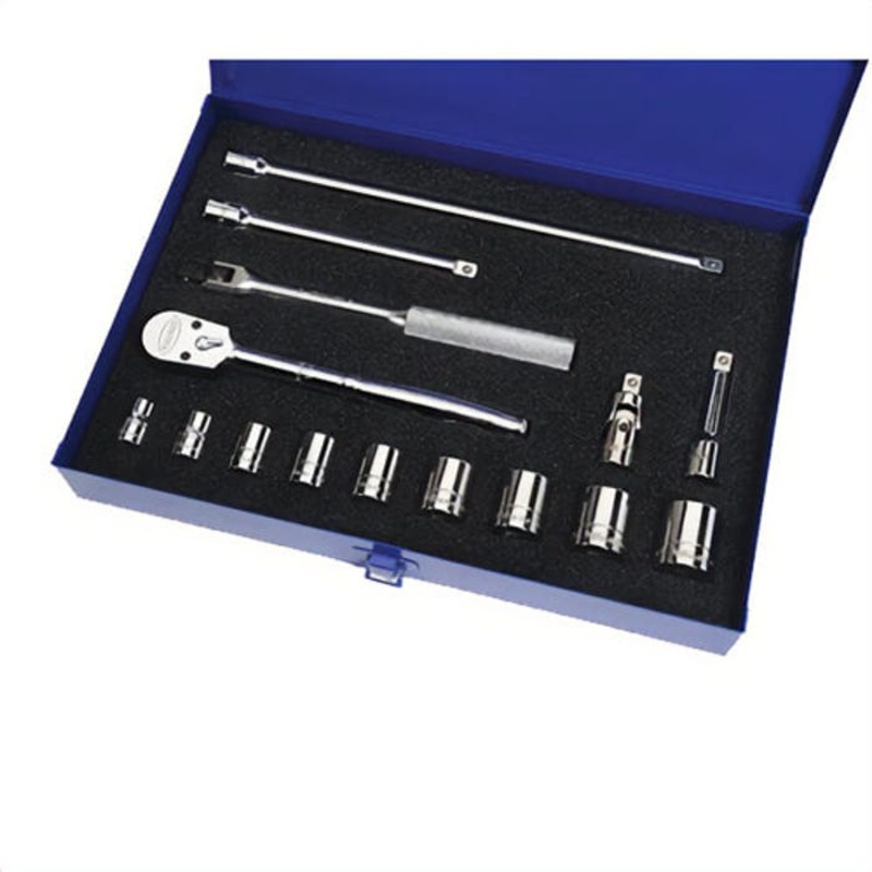Williams Socket and Drive Tool Set, Supertorque, Imperial, 3/8 in Drive, 12 Points, Flexible, 15 pc, Yes Sockets Included, Chrome Vanadium Steel