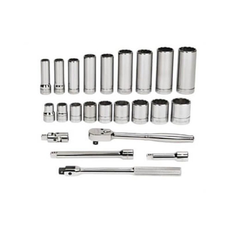 Williams Socket and Drive Tool Set, Supertorque, Imperial, 3/8 in Drive, 12 Points, Flexible, 23 pc, Yes Sockets Included, Chrome Vanadium Steel