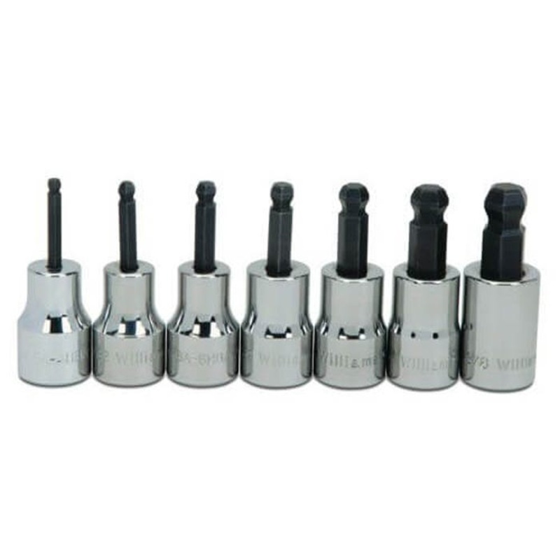 Williams Socket Driver Bit Set, Imperial, 7 pc, 3/8 in Drive, 1/8 in Torx Size, Polished Chrome