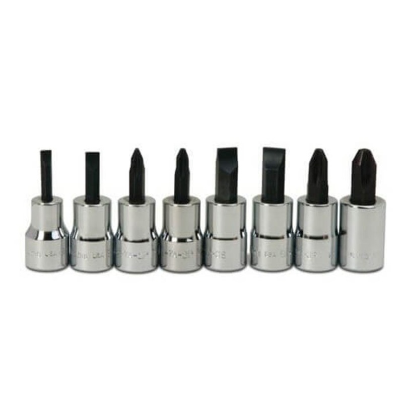 Williams Socket Driver Bit Set, Imperial, 8 pc, 3/8 in Drive, Polished Chrome