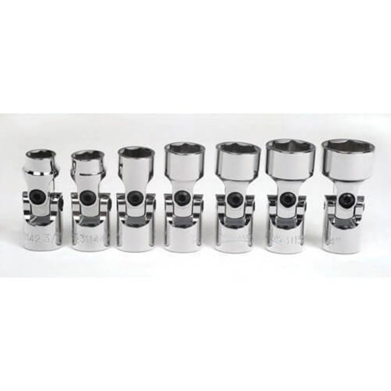 Williams Socket Set, Imperial, 7 pc, 6 Points, Included Socket Size: 3/8 in, 3/8 in Drive, Clip Rail, Polished Chrome