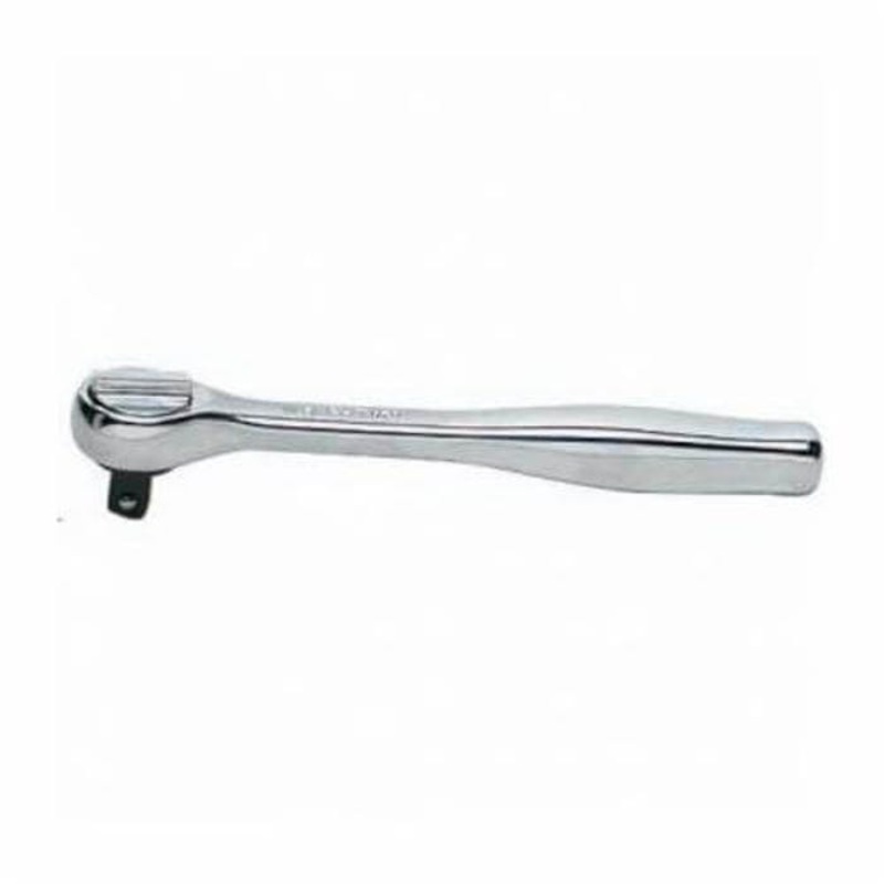 Wright 2492 Heavy Duty Single Pawl Hand Ratchet, 1/4 in Drive, Round Head, 5-1/4 in OAL, Forged Alloy Steel, Polished Chrome, ASME B107.10M