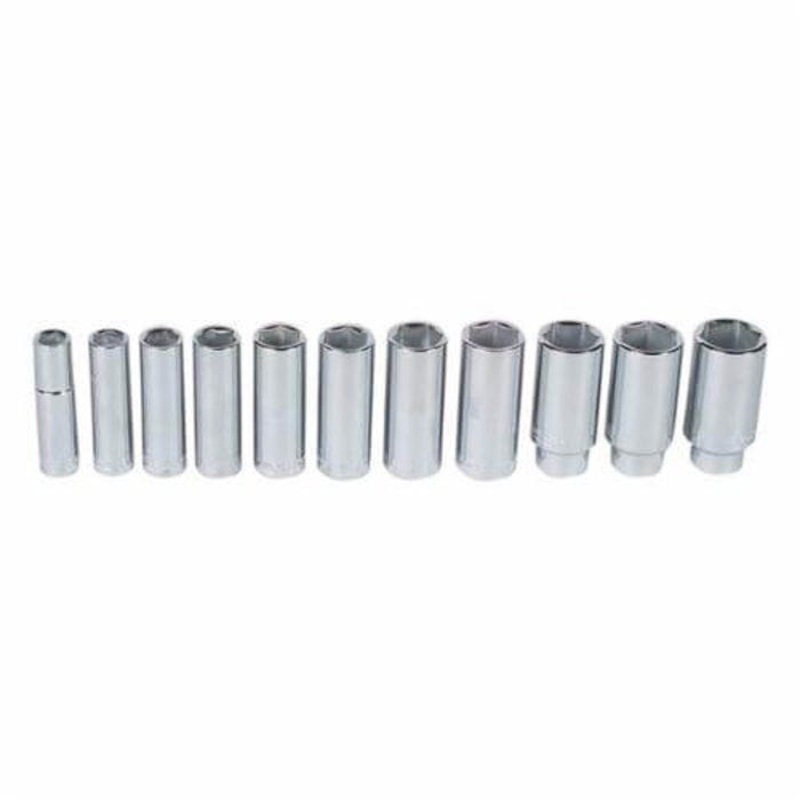 Wright 414 Socket Set, Imperial, 6 Points, 1/2 in Drive, 11 pc