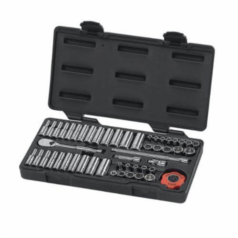 GearWrench 80301 Socket Set, Imperial/Metric, 51 pc, 12 Points, 1/4 in Drive, Blow Mold Case, Full Polished Chrome