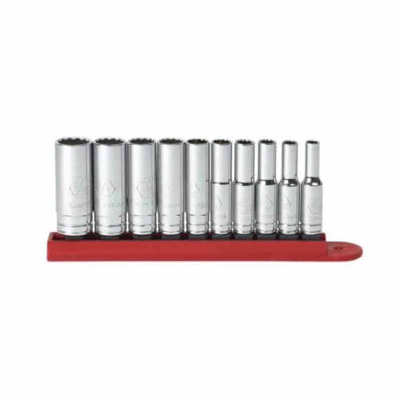 GearWrench 80309D Socket Set, Imperial, 10 pc, 12 Points, 3/16 to 9/16 in Included Socket Size, 1/4 in Drive, Polished Chrome