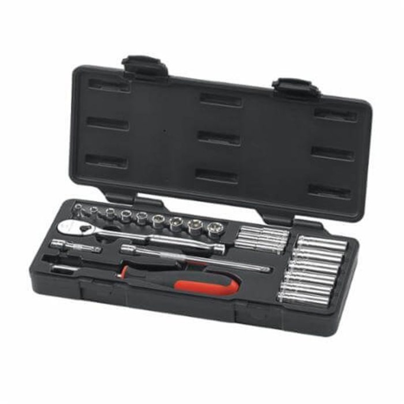 GearWrench 80327 Socket Set, Metric, 22 pc, 6/12 Points, Included Socket Size: 6 to 14 mm, 1/4 in Drive, Blow Mold Case
