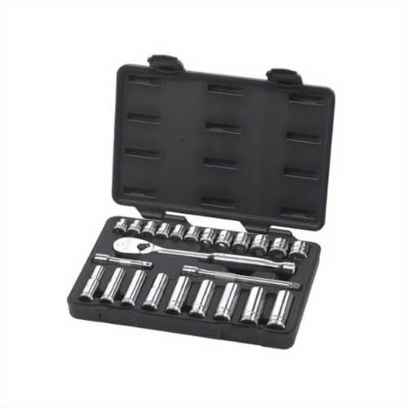 GearWrench 80559 Socket Set, Metric, 24 pc, 6/12 Points, Included Socket Size: 10 to 19 mm, 3/8 in Drive, Blow Mold Case