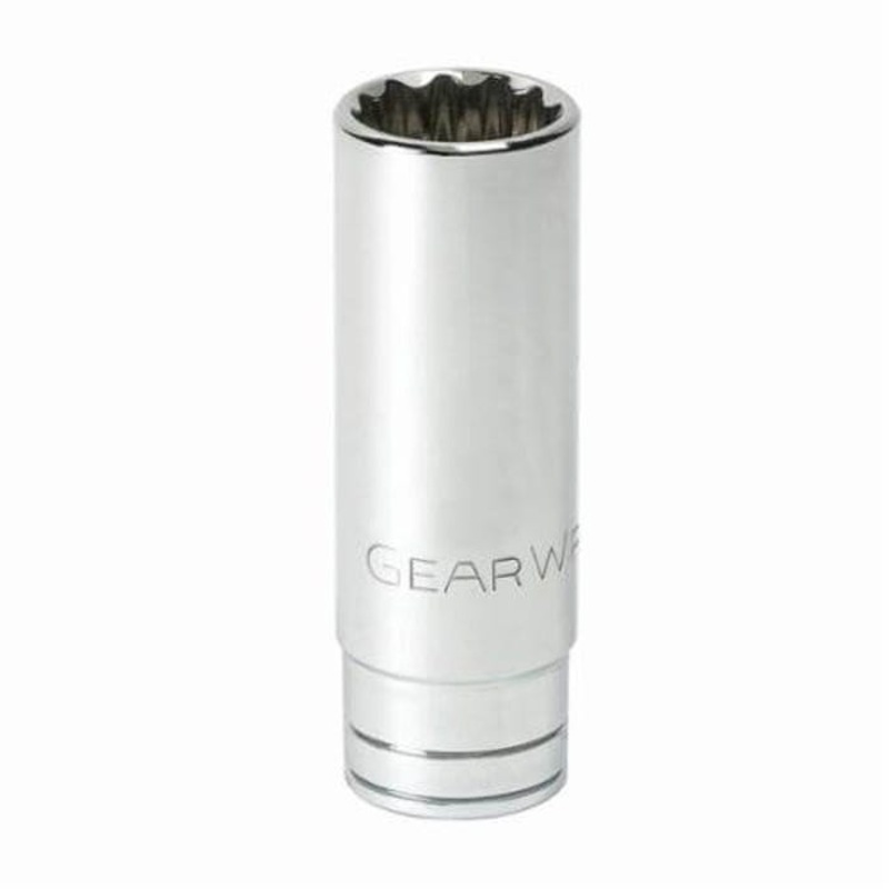 GearWrench 80593 Socket, Deep Length, Imperial, Square Drive, 3/8 in Drive, 1 in Socket, 2-1/2 in OAL, 0.567 in Opening Depth