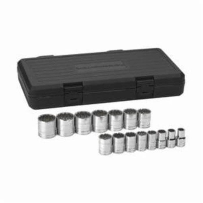 GearWrench 80731 Socket Set, Imperial, 15 pc, 12 Points, 7/16 to 1-1/2 in Included Socket Size, 1/2 in Drive, Polished Chrome