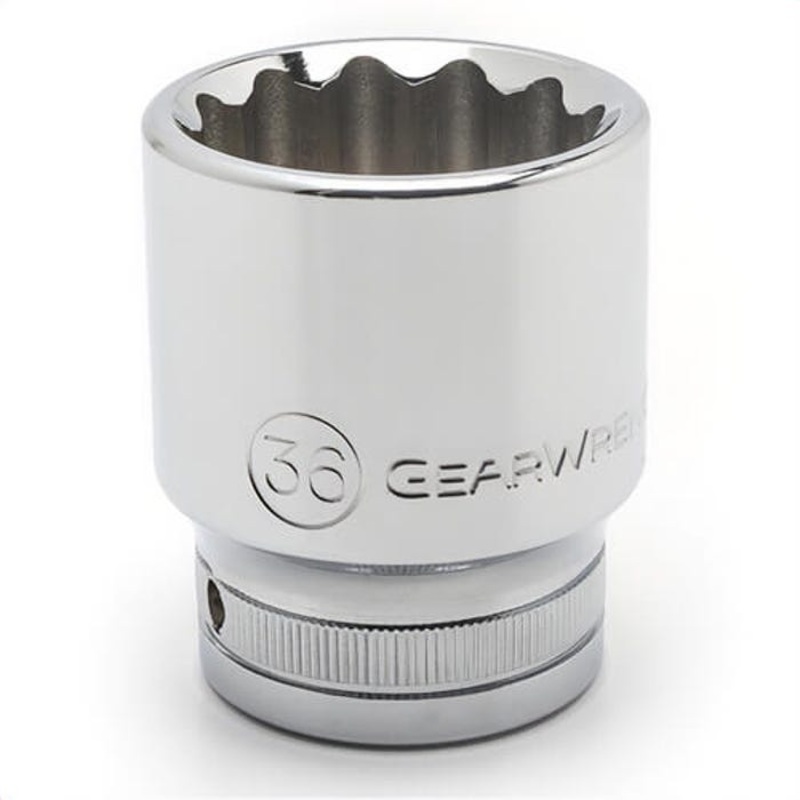 GearWrench 82474 Socket, Metric, Hex Drive, 3/4 in Drive, Standard Socket, 36 mm Socket, 2.36 in OAL, 1.1 in Opening Depth
