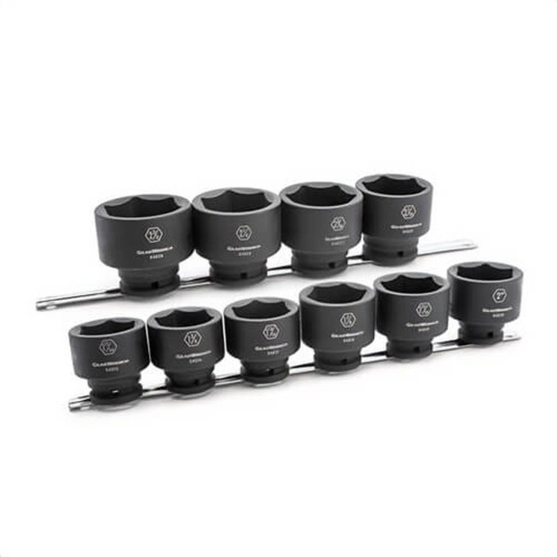 GearWrench 84998 Socket Set, Standard Length, Impact Rated, Imperial, 10 pc, 6 Points, Included Socket: 1-11/16 to 2-3/8 in