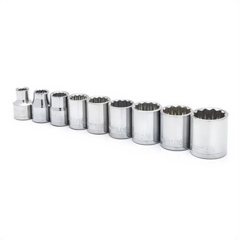 Crescent CSAS4N Socket Set, Imperial, 9 pc, 12 Points, 1/4 to 3/4 in Included Socket Size, 3/8 in Drive, ANSI/ASME Specified