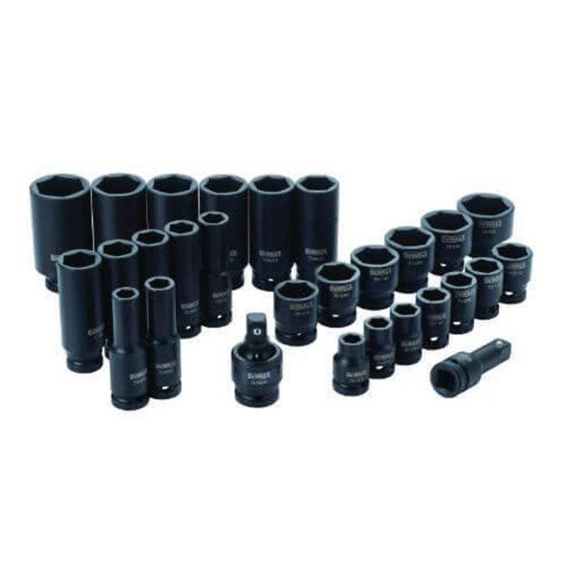 DeWALT DWMT19244 Deep Standard Socket Set, Imperial, 6 Points, 1/2 in, 28 pc