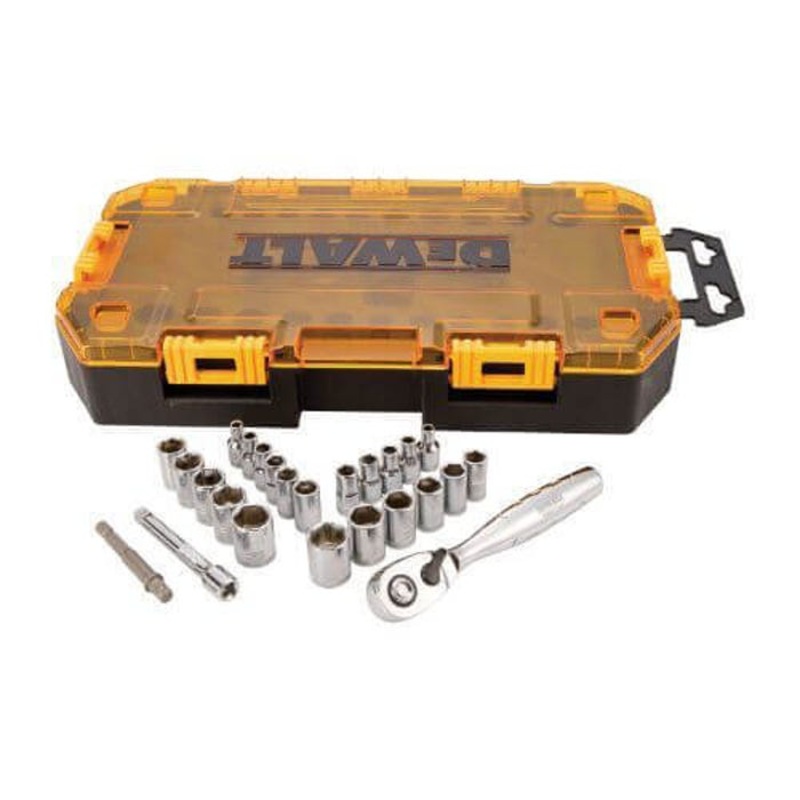 DeWALT DWMT73805 Socket Set, 6 Points, 1/4 in Drive, 25 pc