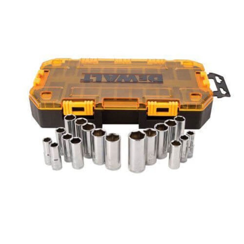 DeWALT DWMT73812 Deep Length Combination Socket Set, 6 Points, 3/8 in Drive, 20 pc