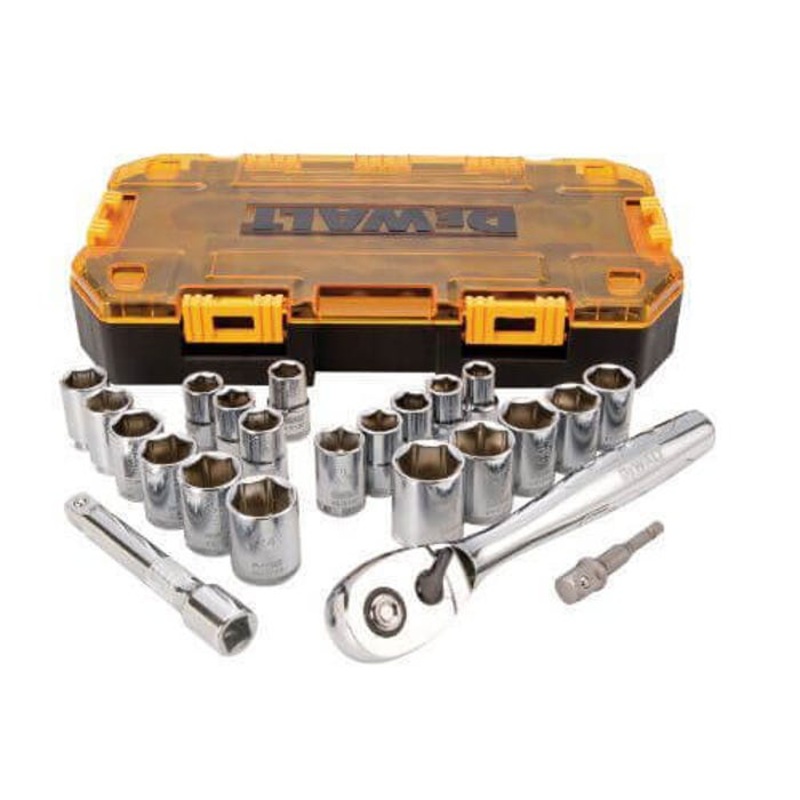 DeWALT DWMT73813 Combination Socket Set, 6 Points, 1/2 in Drive, 23 pc