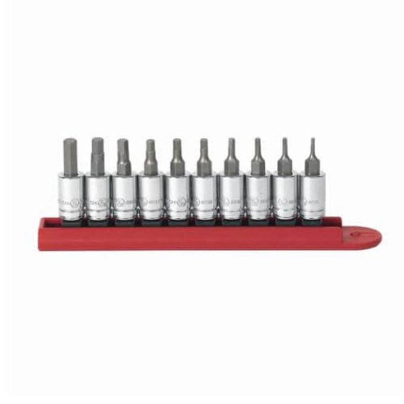 Gearwrench 80323 Bit Socket Set, Imperial, 10 Piece, 1/4 in Drive, 1/16 to 1/4 in Hex, ASME B107.1 Specifications Met, Polished Chrome
