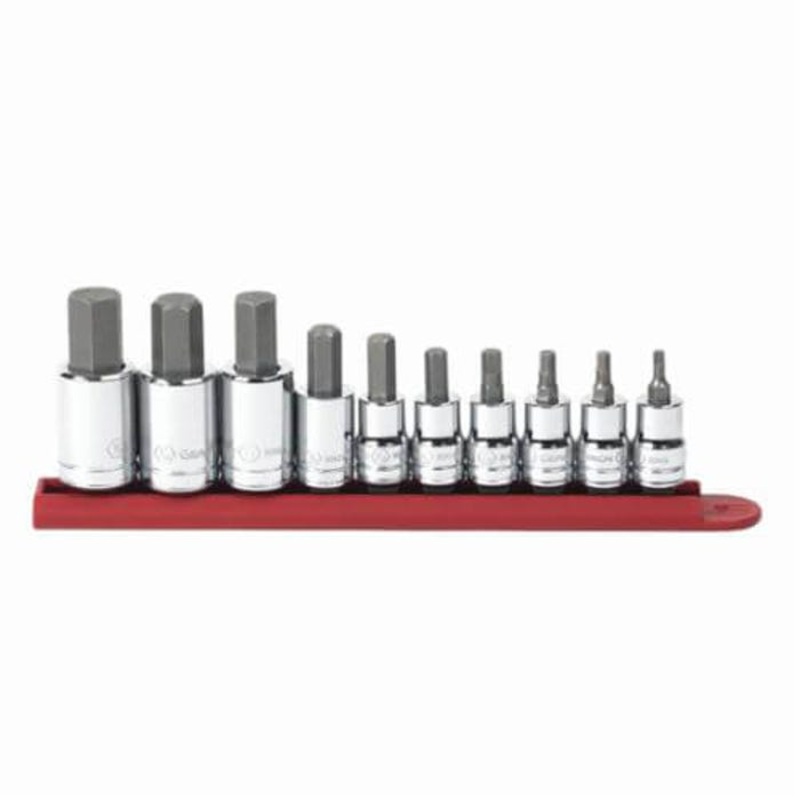 Gearwrench 80579 Bit Socket Set, Imperial, 10 Piece, 3/8 in, 1/2 in Drive, 1/8 to 5/8 in Hex, ASME B107.1 Specifications Met, Polished Chrome