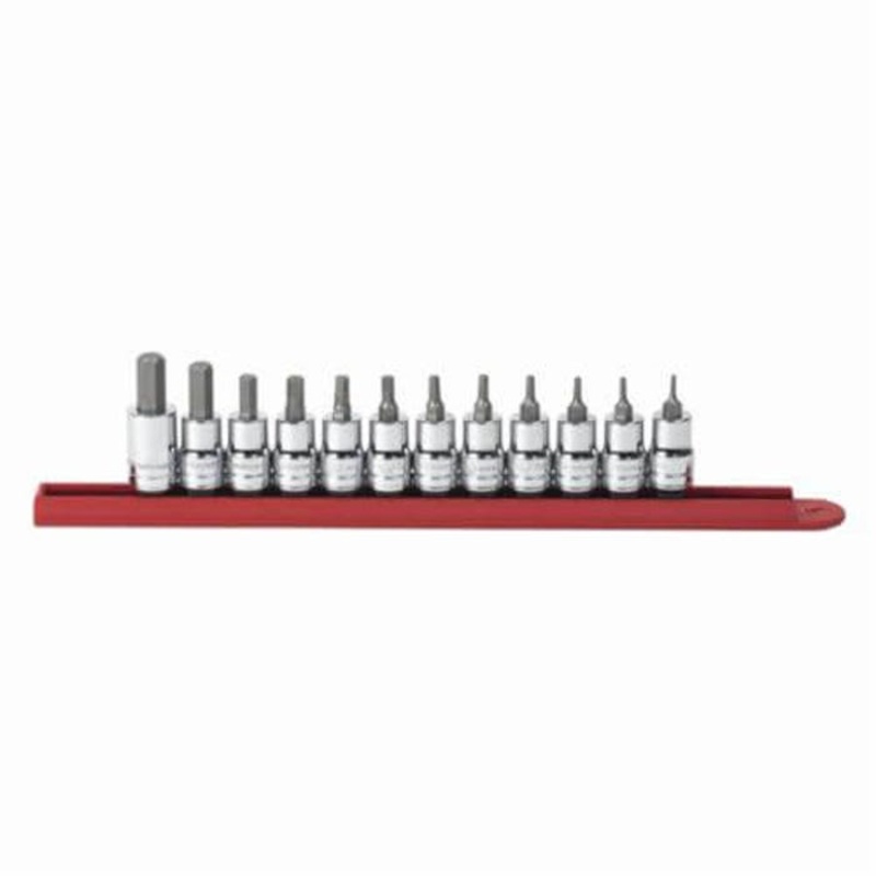 Gearwrench 80581 Professional Bit Socket Set, 1/16 to 3/8 in Hex, 3/8 in Drive, 12 pcs, Polished Chrome