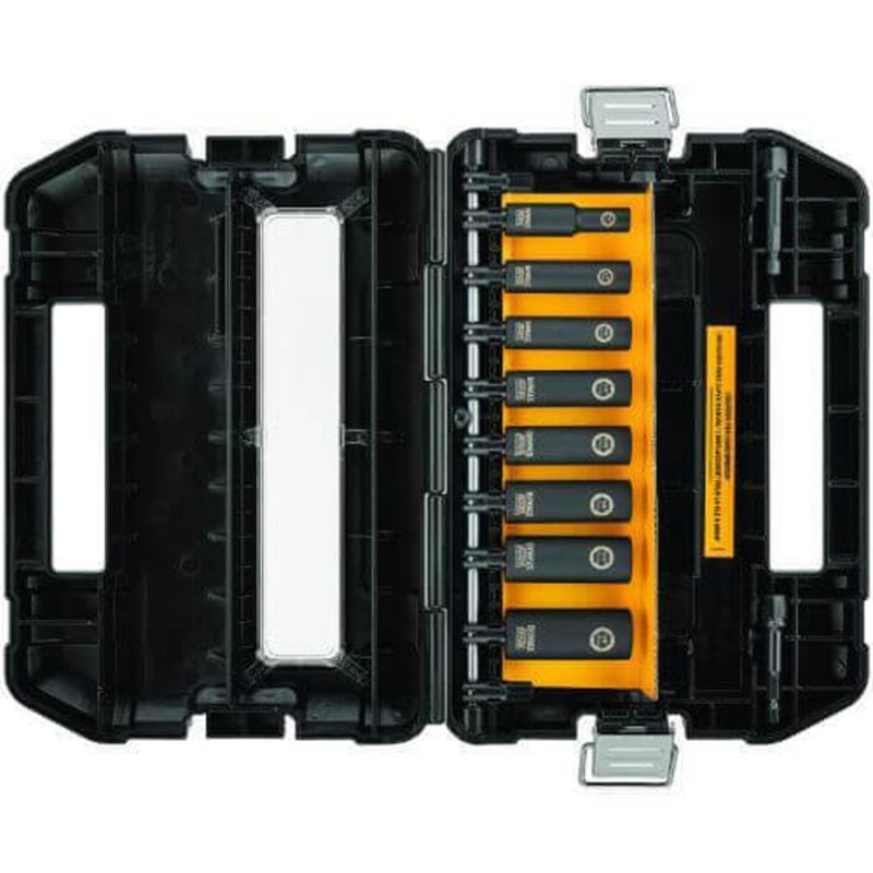 DeWALT Impact Ready DW22838 Socket Set, 6 Points, 3/8 in Drive, 10 pc, Included Socket Size: 5/16 to 3/4 in, Carrying Case Container