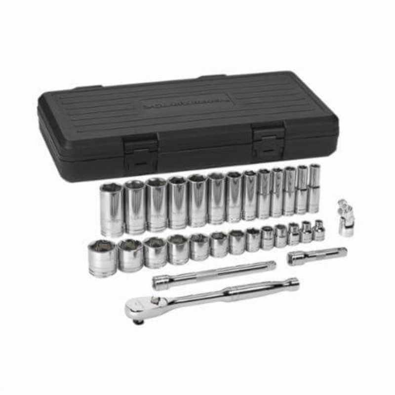 GearWrench 80569 Socket Set, ASME B107.1/B1007.10, 6 Points, 3/8 in Drive, 30 pc, Included Socket Size: 1/4 to 1 in