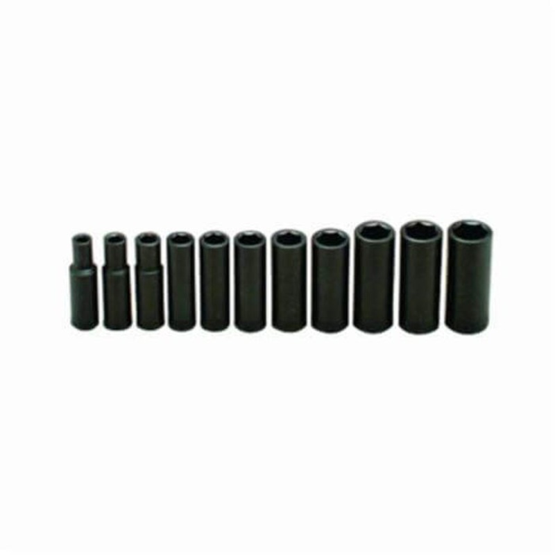 Wright 412 Impact Socket Set, 11 pc, Alloy Steel, Black Oxide