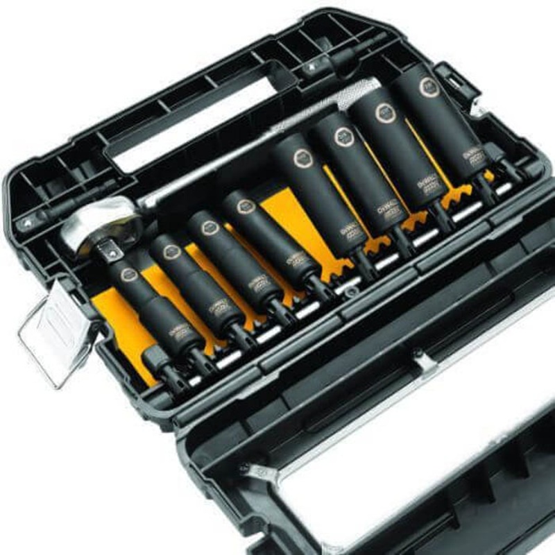 DeWALT Impact Ready DW22812 Socket Set, 1/2 in Drive, 10 pc, Included Socket Size: 5/8 to 13/16 in, Carrying Case Container