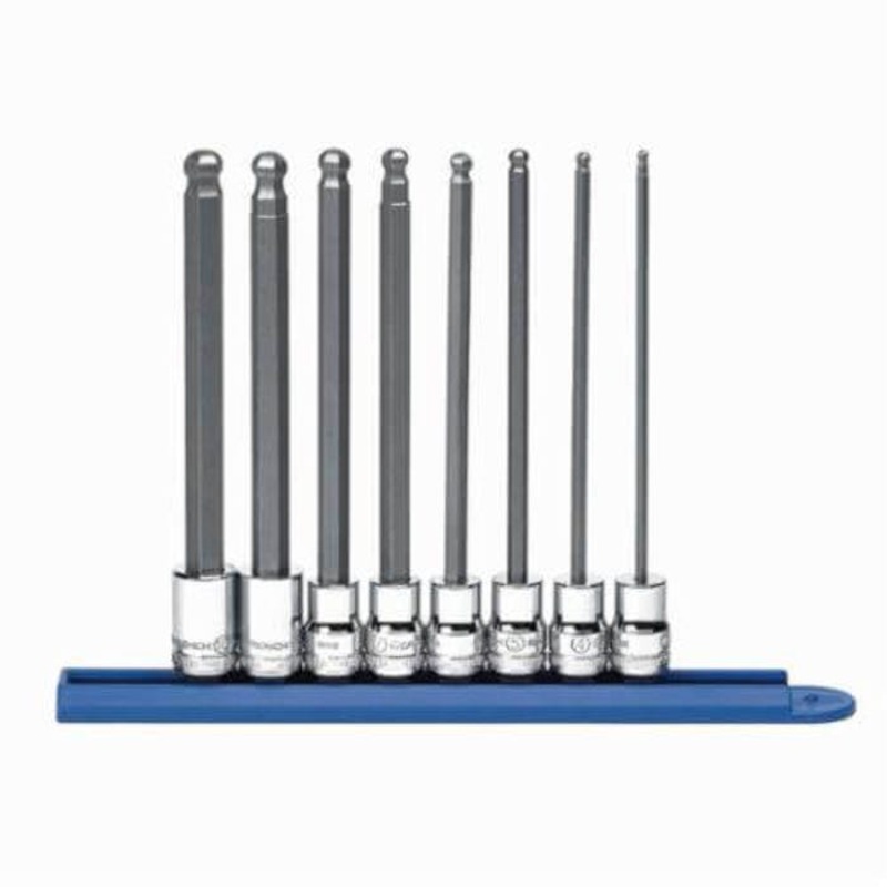 GearWrench 80573 Professional Bit Socket Set, 3 to 10 mm Hex, 3/8 in Drive, 8 pc, Polished Chrome