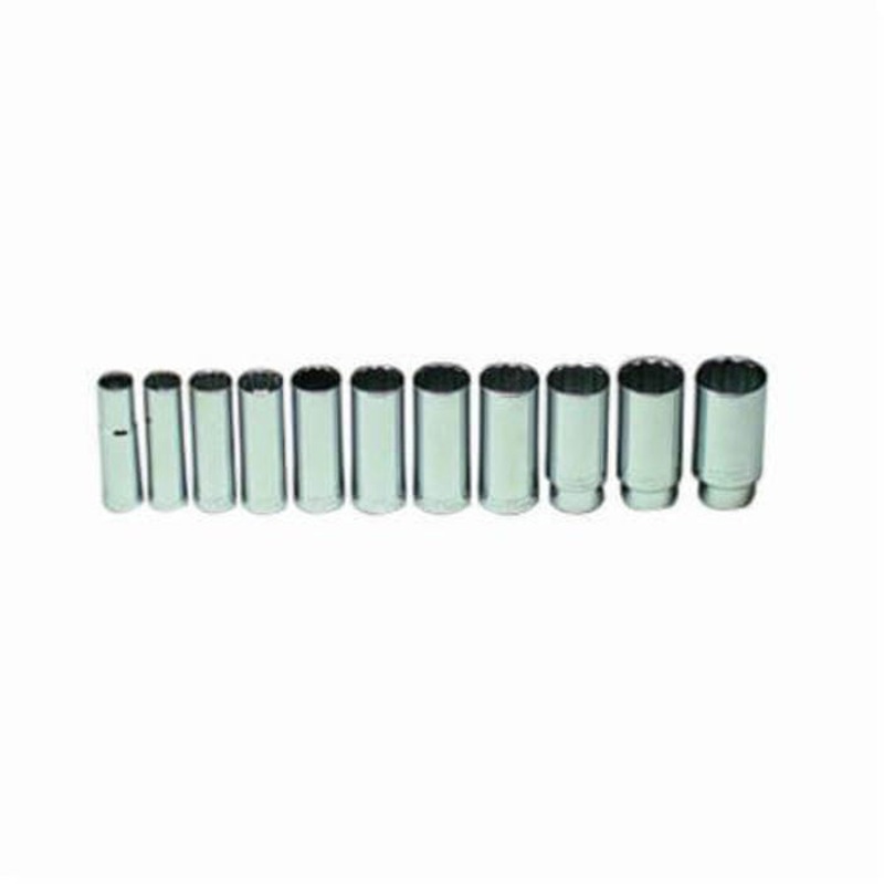 Wright 402 Socket Set, Imperial, 12 Points, 1/2 in Drive, 11 pc
