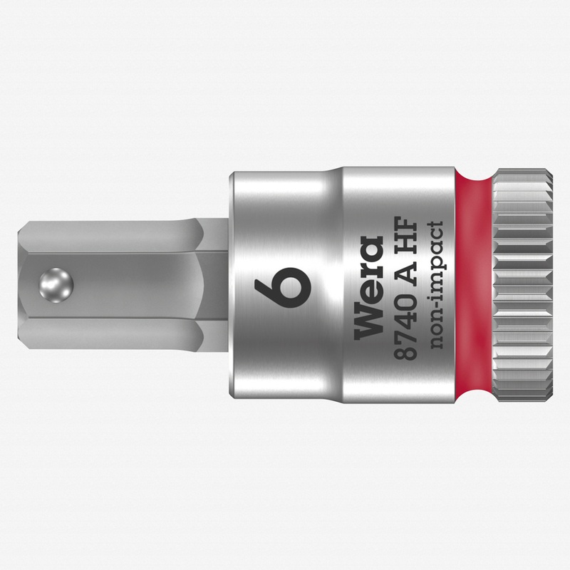 Wera 003337 8740 A Zyklop Bit Socket with 1/4" Drive with Holding Function , 6.0 x 28 mm