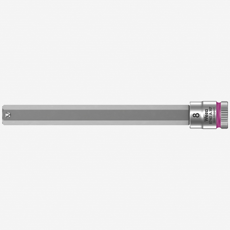 Wera 003340 8740 A Zyklop Bit Socket with 1/4" Drive with Holding Function , 8.0 x 100 mm