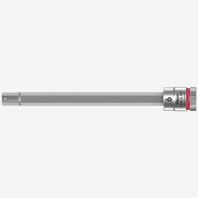 Wera 003338 8740 A Zyklop Bit Socket with 1/4" Drive with Holding Function , 6.0 x 100 mm