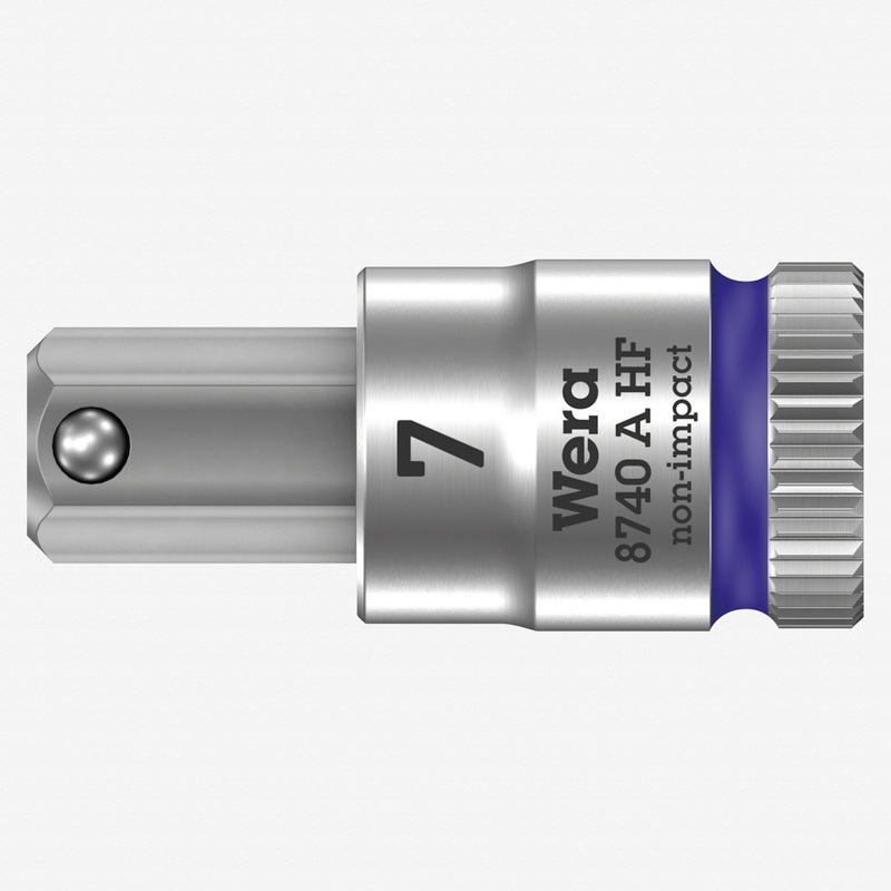 Wera 003341 8740 A Zyklop Bit Socket with 1/4" Drive with Holding Function , 7.0 x 28 mm
