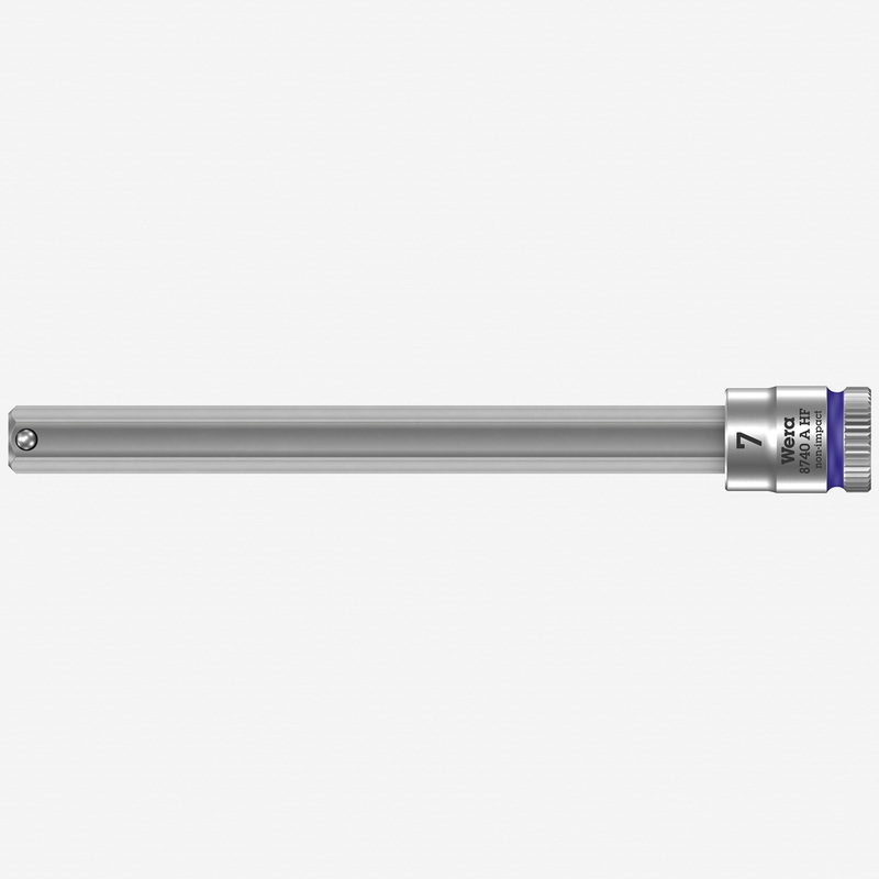 Wera 003342 8740 A Zyklop Bit Socket with 1/4" Drive with Holding Function , 7.0 x 100 mm