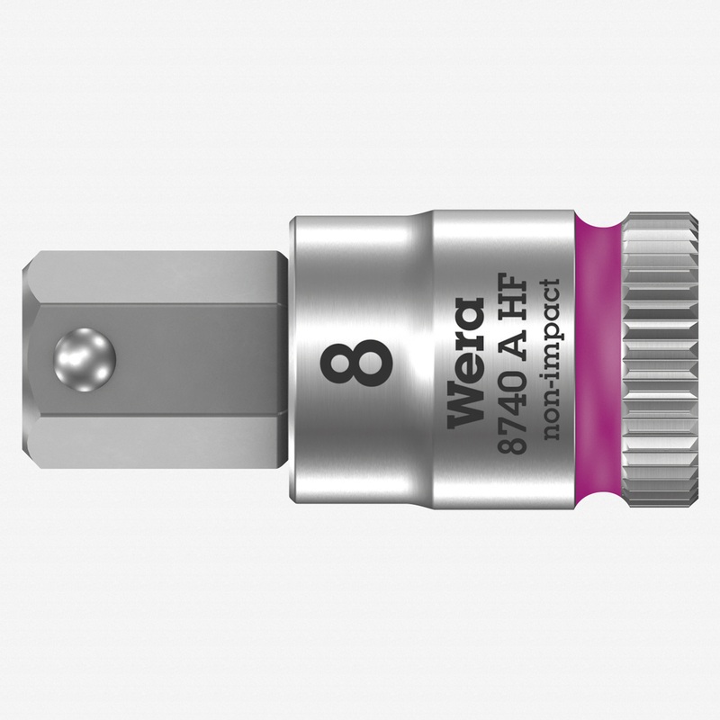 Wera 003339 8740 A Zyklop Bit Socket with 1/4" Drive with Holding Function , 8.0 x 28 mm