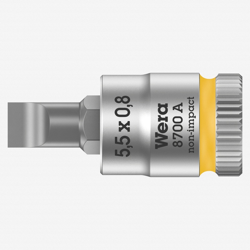 Wera 003320 8700 A FL Zyklop Bit Socket with 1/4" Drive, FL 0.8 x 5.5 x 28 mm