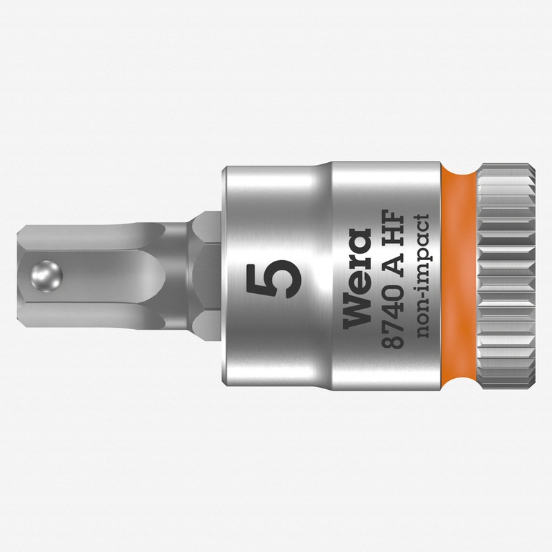 Wera 003335 8740 A Zyklop Bit Socket with 1/4" Drive with Holding Function , 5.0 x 28 mm