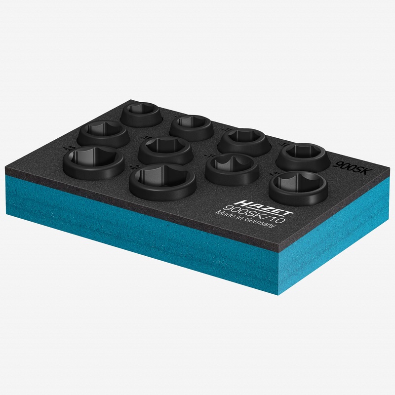Hazet 900SK/10 Short Impact Socket Set in Foam Tray, 1/2" Drive, 13 - 24 mm, 10 Pieces