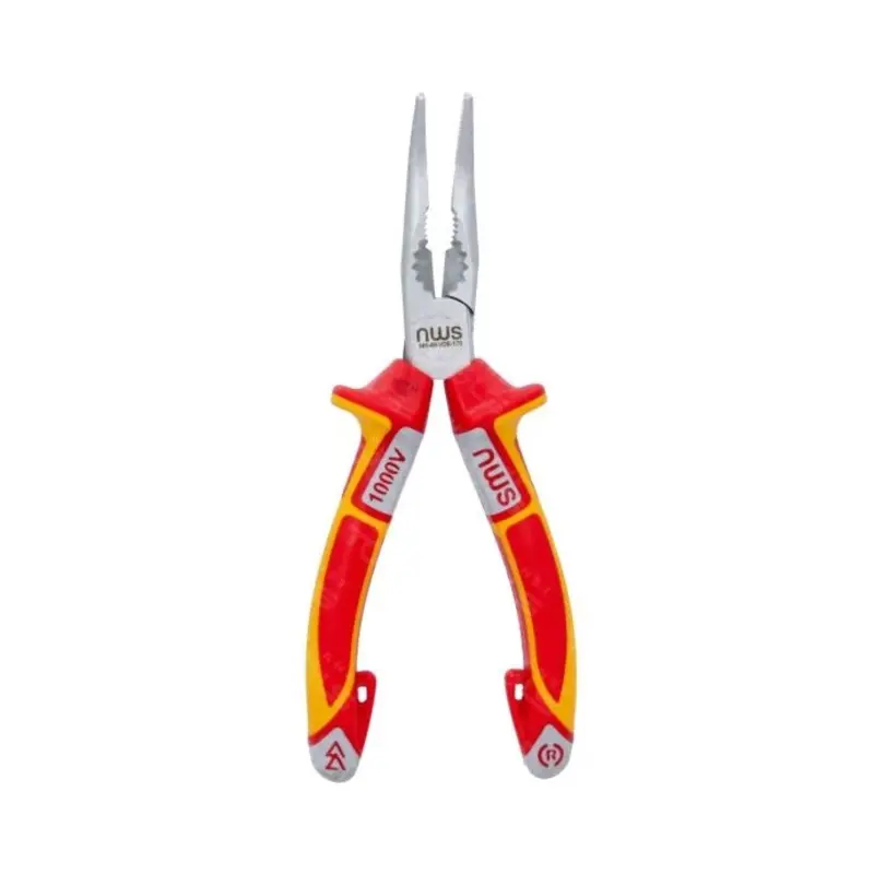 NWS Long Nose Pliers VDE Bent Chain 170mm