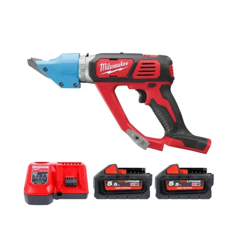 Milwaukee M18BMS20 18V 2.0mm Cordless Metal Shear With 2 x 5.5Ah Batteries & Charger