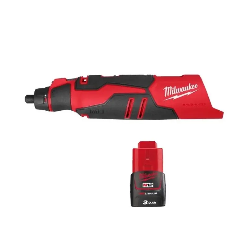 Milwaukee M12BLROT 12V Cordless Brushless Rotary Tool With 1 x 3.0Ah Battery