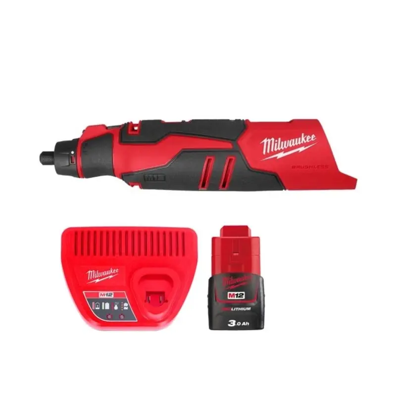 Milwaukee M12BLROT 12V Cordless Brushless Rotary Tool With 1 x 3.0Ah Battery & Charger