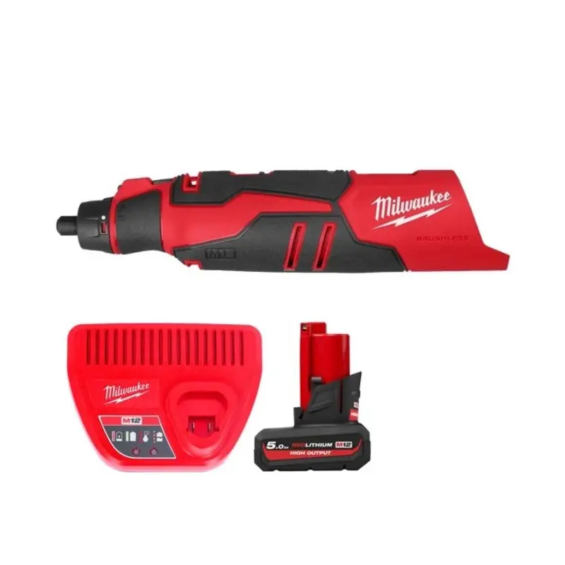 Milwaukee M12BLROT 12V Cordless Brushless Rotary Tool With 1 x 5.0Ah Battery & Charger