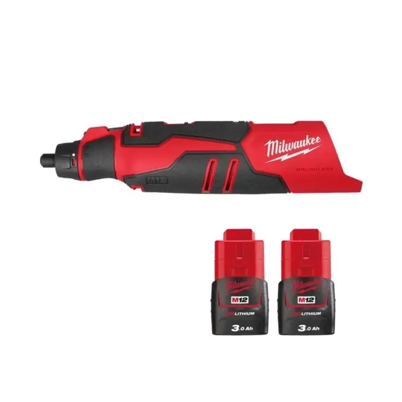 Milwaukee M12BLROT 12V Cordless Brushless Rotary Tool With 2 x 3.0Ah Batteries